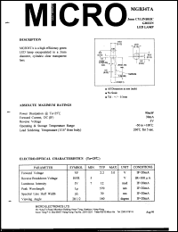 MGB34TA datasheet: 90mW, 5V 3mm cylindric green led lamp MGB34TA