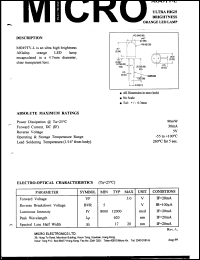 MO49TV-L datasheet: 5V, 90mW ultra high brightness orange LED lamp MO49TV-L