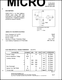 MOB51CAS-1 datasheet: 5V, 90mW ultra high brightness orange LED lamp MOB51CAS-1