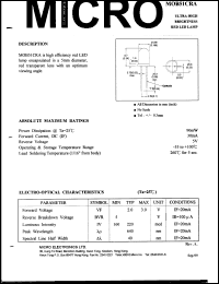 MOB51CRA datasheet: 5V, 90mW orange LED lamp MOB51CRA