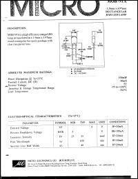 MOB79TA datasheet: 5V, 100mW rectangular bar LED lamp MOB79TA