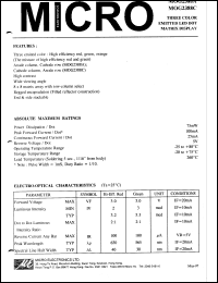 MOG2388A datasheet: 5V, 75mW  three color emitted led dot matrix display MOG2388A