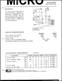 MOGB73W datasheet: 5V, 90mW orange green dual color lamp MOGB73W