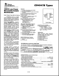 CD4047BNSR datasheet:  CMOS LOW-POWER MONOSTABLE/ASTABLE MULTIVIBRATOR CD4047BNSR