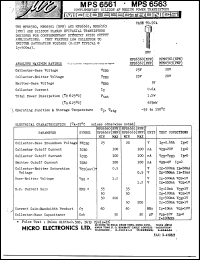 MPS6561 datasheet: 5V, 625mW PNP silicon AF medium power transistor MPS6561