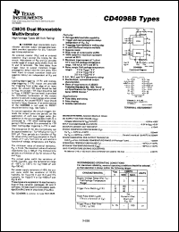 CD4098BE datasheet:  CMOS DUAL MONOSTABLE MULTIVIBRATOR CD4098BE