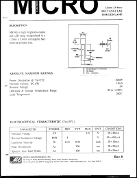 MS74D datasheet: 5V, 40mW rectangular bar red LED lamp MS74D