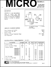 MSB100DA-0 datasheet: 5V, 100mW ultra high brightness red LED lamp MSB100DA-0