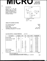 MSB51TB-3 datasheet: 5V, 100mW ultra high brightness red LED lamp MSB51TB-3