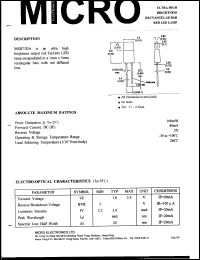 MSB75DA datasheet: 5V, 100mW ultra high brightness rectangular red LED lamp MSB75DA