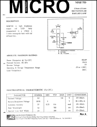 MSB75D datasheet: 5V, 40mW rectangular red LED lamp MSB75D