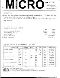 MT14Y-3S datasheet: 5V, 220mW 26mm diameter LED lamp MT14Y-3S