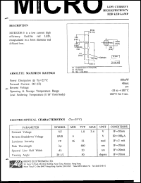 MU32DH-5 datasheet: 5V, 100mW low current high efficiency red LED lamp MU32DH-5