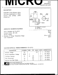 MYB100D datasheet: 5V, 60mW high efficiency yellow LED lamp MYB100D