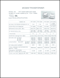 PCT-2209 datasheet: Transformer for modem PCT-2209