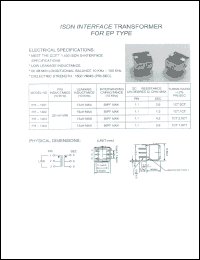 PIT-1301 datasheet: ISDN interface transformer for EP type PIT-1301