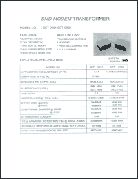 SET-0901 datasheet: SMD modem transformer SET-0901