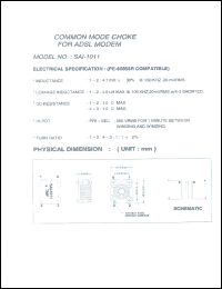 SAI-1011 datasheet: Common mode choke for ADSL modem SAI-1011