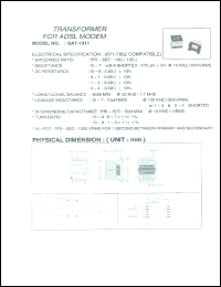 SAT-1311 datasheet: Transformer for ADSL modem SAT-1311