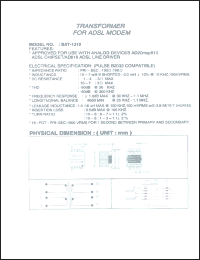 SAT-1312 datasheet: Transformer for ADSL modem SAT-1312