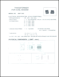 SAT-1313 datasheet: Transformer for ADSL modem SAT-1313