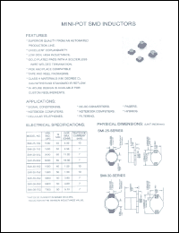 SMI-25-302 datasheet: Mini-pot SMD inductor SMI-25-302