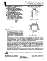 SNJ54LS221W datasheet:  DUAL MONOSTABLE MULTIVIBRATORS WITH SCHMITT-TRIGGER INPUTS SNJ54LS221W