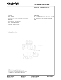 AA3528SYCK datasheet: 3.5 x 2.8 mm SMD chip LED lamp. Super bright yellow (peak wavelength 590 nm). Lens type water clear. AA3528SYCK