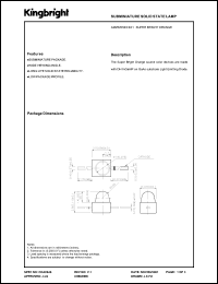 AM2520SECK01 datasheet: Subminiature solid state lamp. Super bright orange (peak wavelength 610 nm). Lens type water clear. AM2520SECK01