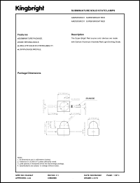 AM2520SRC01 datasheet: Subminiature solid state lamp. Super bright red (peak wavelength 660 nm). Lens type water clear. AM2520SRC01