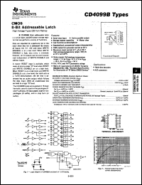 CD4099BF3A datasheet:  CMOS 8-BIT ADDRESSABLE LATCH CD4099BF3A