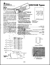 CD4724BF3A datasheet:  CMOS 8-BIT ADDRESSABLE LATCH CD4724BF3A