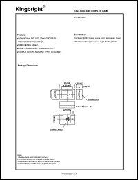 APK3020SGC datasheet: 3.0 x 2.0 mm SMD chip LED lamp. Super bright green (peak wavelength 565 nm). Lens type water clear. APK3020SGC