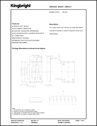 APSA56-21YWW datasheet: Surface mount display. Yellow (peak wavelength 590 nm). Lens type white diffused. APSA56-21YWW