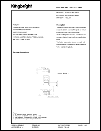 APT1608SGC datasheet: 1.6 x 0.8 mm SMD chip LED lamp. Super bright green (peak wavelength 565 nm). Lens type water clear. APT1608SGC