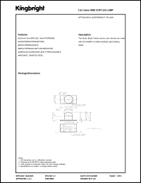 APTD3216SYC datasheet: 3.2 x 1.6 mm SMD chip LED lamp. Super bright yellow (peak wavelength 590 nm). Lens type water clear. APTD3216SYC