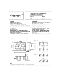 DA04-14SRWA datasheet: 10 mm (0.41 inch) dual digit numeric display. Super bright red. DA04-14SRWA