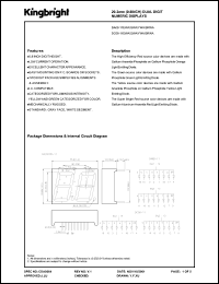 DC08-11SRWA datasheet: 20.3 mm (0.8 inch) dual digit numeric display. Super bright red. DC08-11SRWA