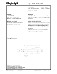L1154GT datasheet: T-3 (3mm) solid state lamp. Green. Lens type green transparent. L1154GT