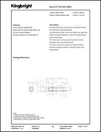 L1394GD datasheet: 2mm lat top LED lamp. Green. Lens type green diffused. L1394GD