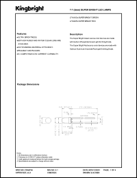 L7104SRC/H datasheet: T-1 (3 mm) super bright LED lamp. Super bright red. Lens type water clear. L7104SRC/H