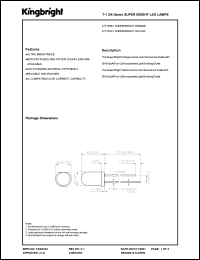 L7113SYT datasheet: T-1 3/4 (5 mm) super bright LED lamp. Super bright yellow. Lens type yellow transparent. L7113SYT