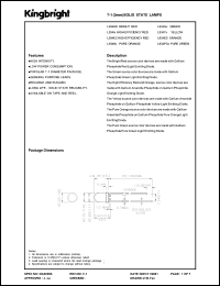 L934ID datasheet: T-1 (3 mm) Solid state lamp. High eficiency red. Lens type red diffused. L934ID