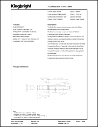 L934YC datasheet: T-1 (3 mm) Solid state lamp. Yellow. Lens type water clear. L934YC