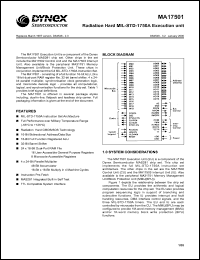 MAS17501CC datasheet: Radiation hard MIL-STD-1750A execution unit MAS17501CC