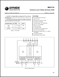 MAS5114FD datasheet: Radiation hard 1024 x 4 bit static RAM MAS5114FD