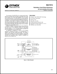 MAS1916CB datasheet: Radiation hard reed-solomon & convolution  encoder MAS1916CB