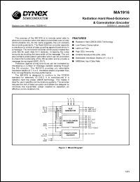 MAS1916FS datasheet: Radiation hard reed-solomon & convolution  encoder MAS1916FS