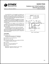 54HSCT630CD datasheet: Radiation hard 16-bit parallel error detection & correction 54HSCT630CD