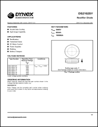 DS2102SY16 datasheet: 1600V rectifier diode DS2102SY16